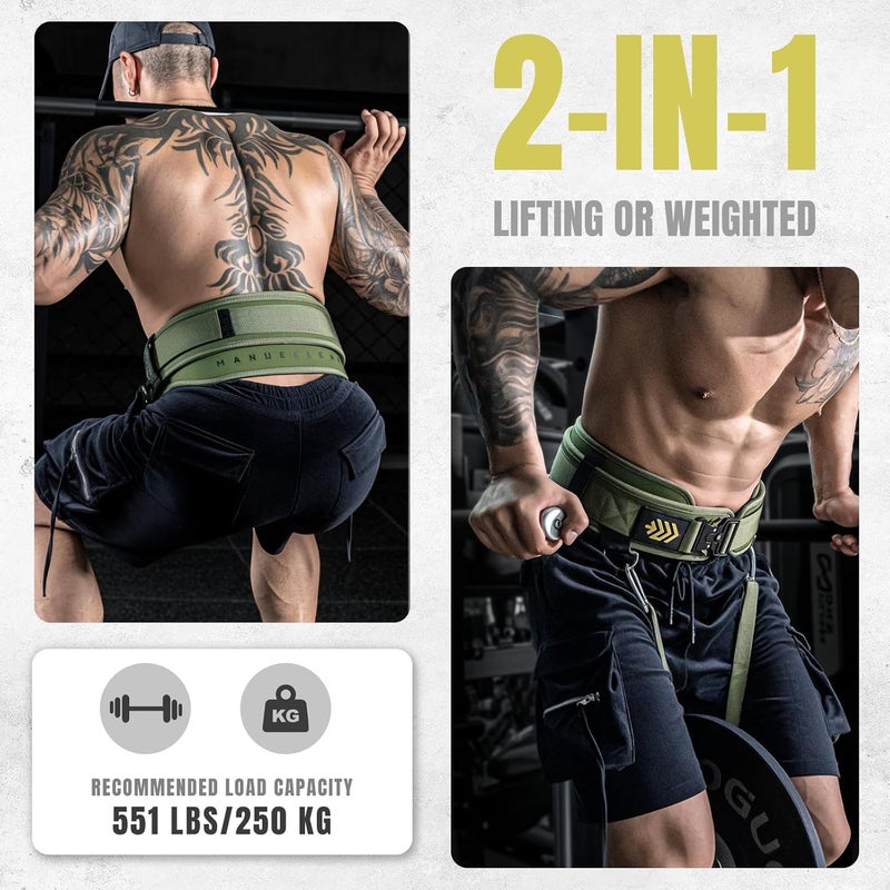 M MANUEKLEAR MANUEKLEAR 2-in-1 Weightlifting Belt & Dip Belt with 36.7 IN Rope, Double-Layer Weight Lifting Belts, Powerlifting Gym Weighted Belt for Pull Up Squat - Image 2